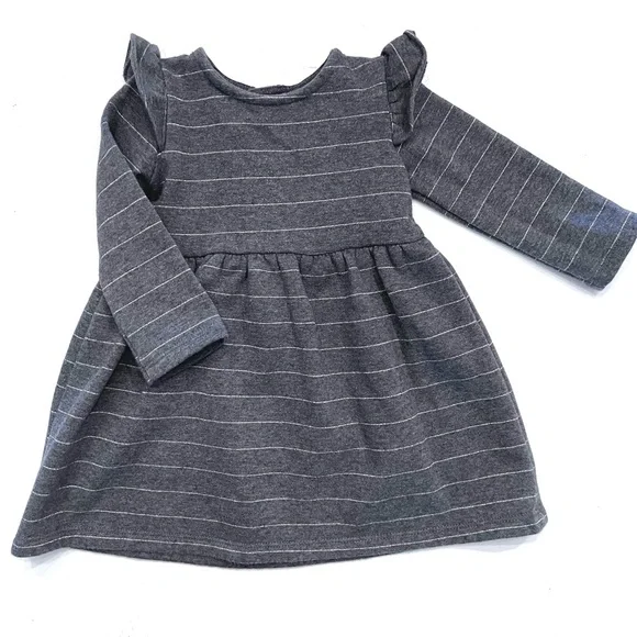 Carter's Baby Girls Striped Fleece Dress - Grey